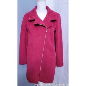 LOFT Ann Taylor "Cherry Jam" Wooly Funnel Neck Moto Zip Soft Coat size XS